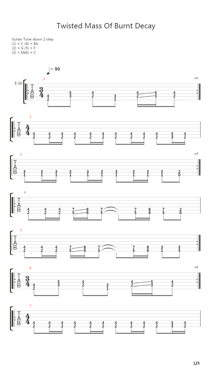 Twisted Mass Of Burnt Decay吉他谱