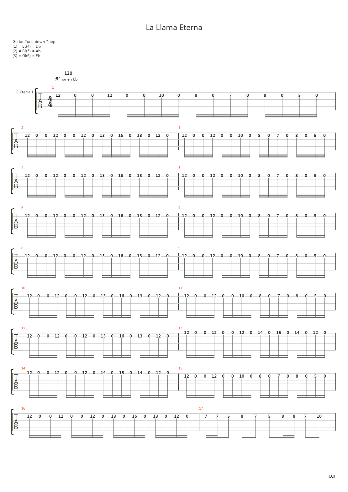 La Llama Eterna吉他谱