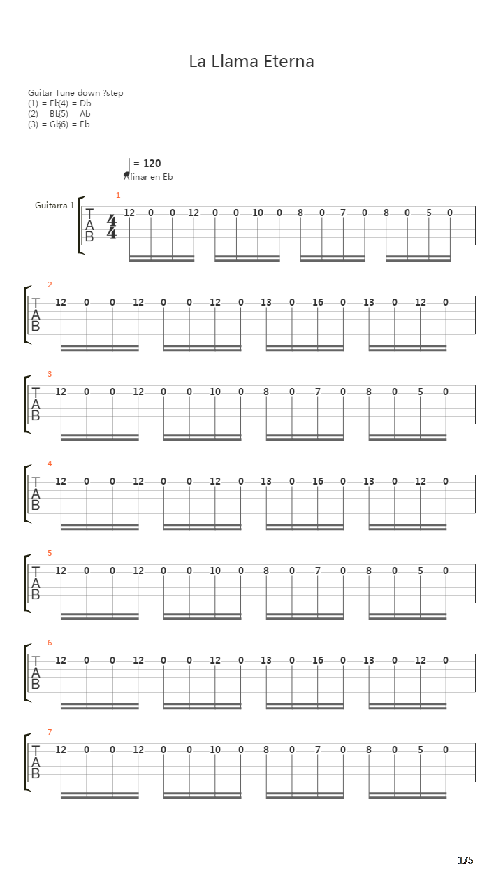 La Llama Eterna吉他谱