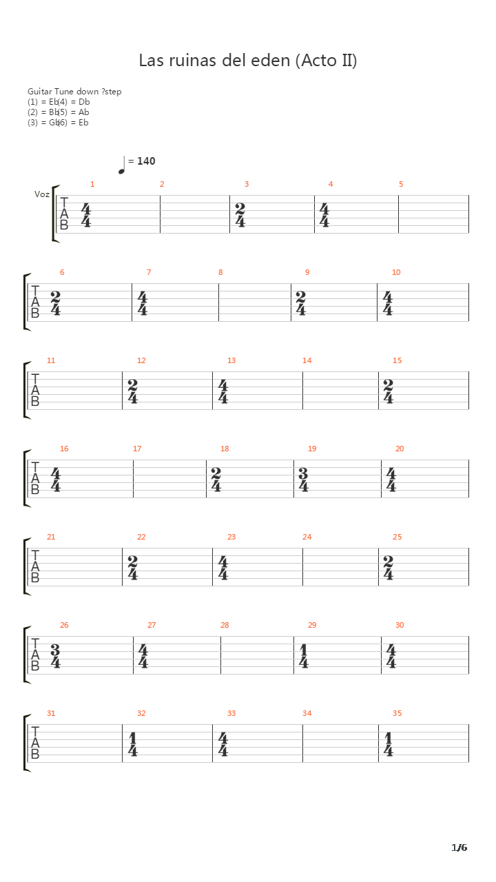 Las Ruinas Del Eden Acto Ii吉他谱