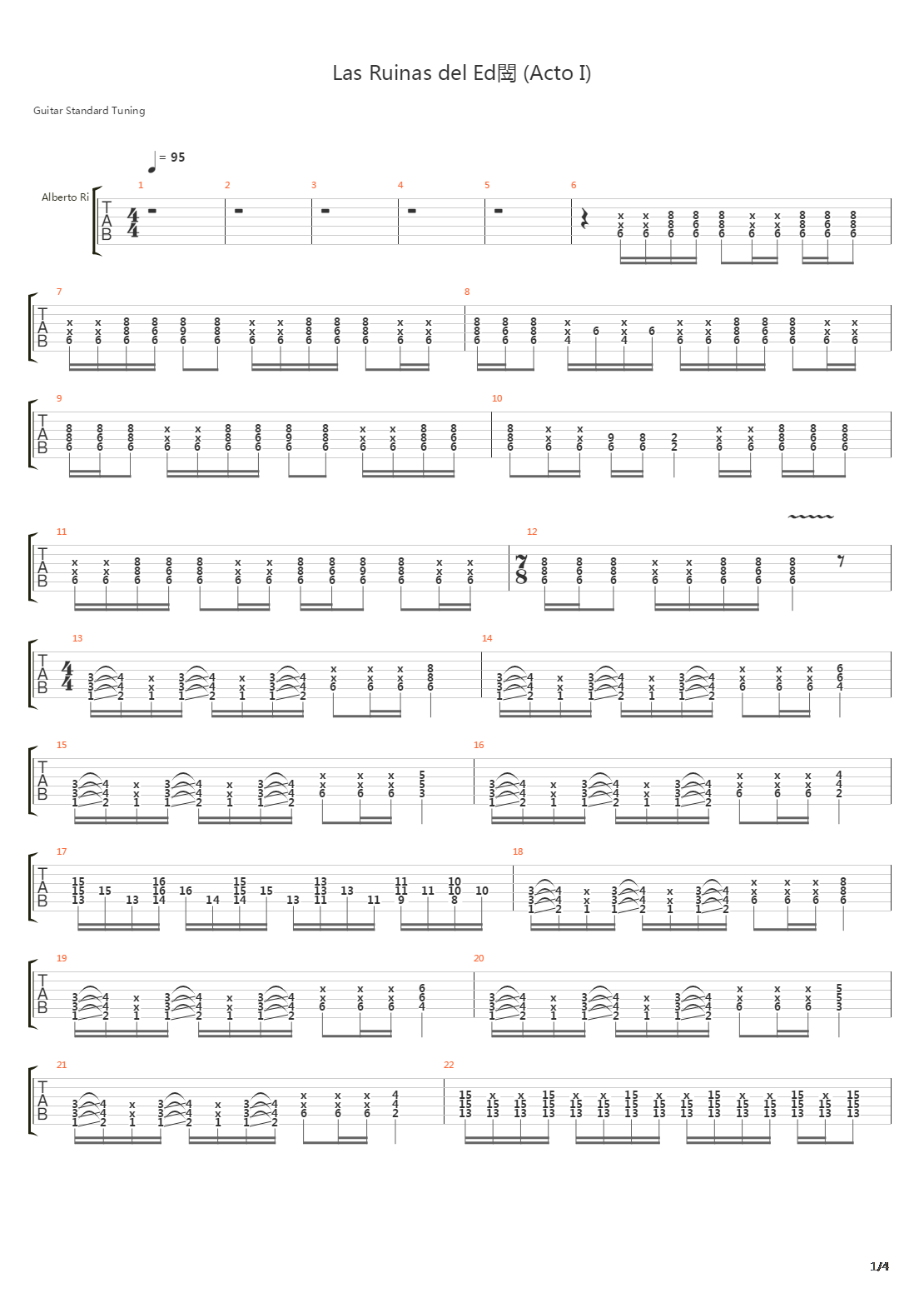 Las Ruinas Del Edn Acto I吉他谱