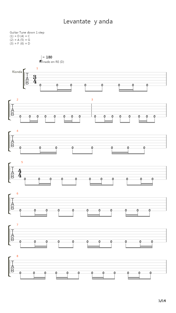 Levantate Y Anda吉他谱