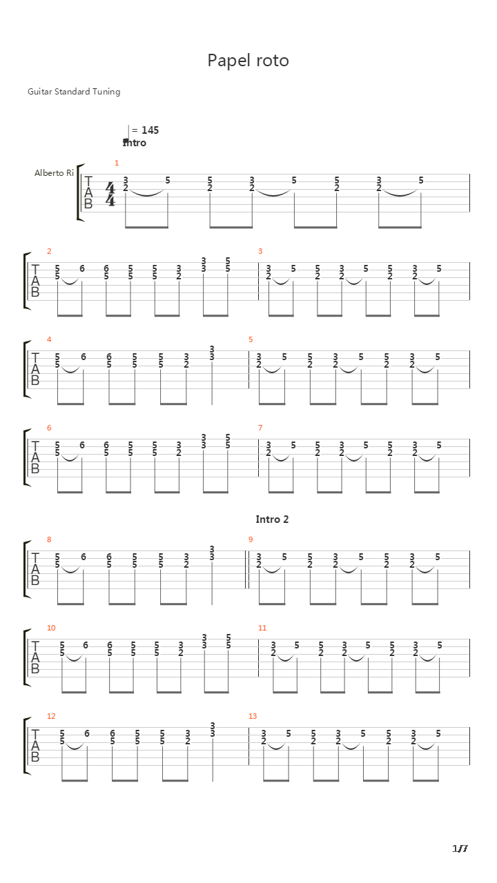 Papel Roto吉他谱