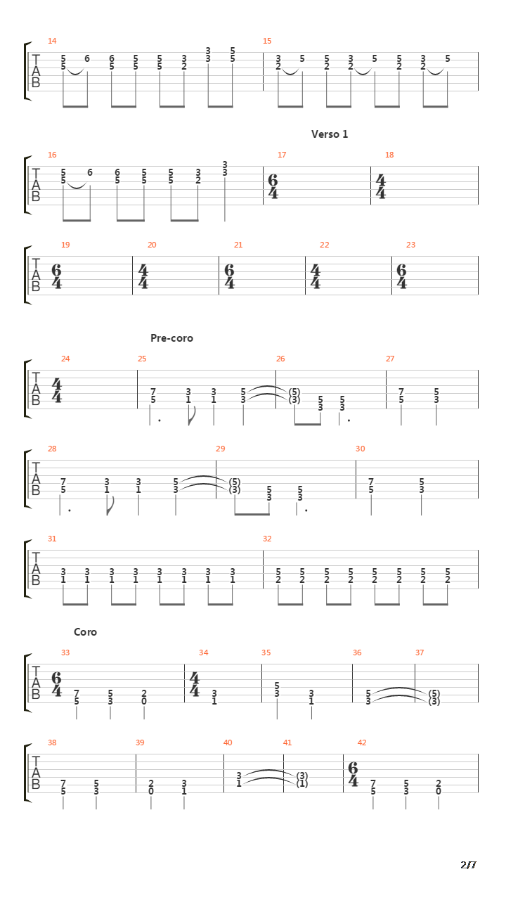 Papel Roto吉他谱