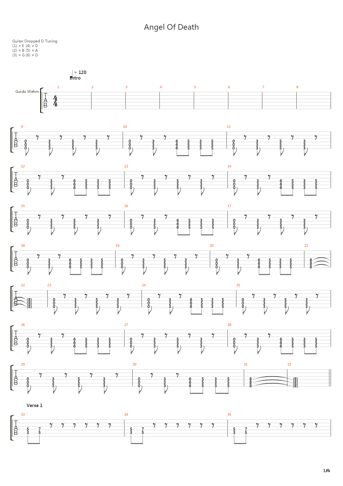 Angel Of Death吉他谱