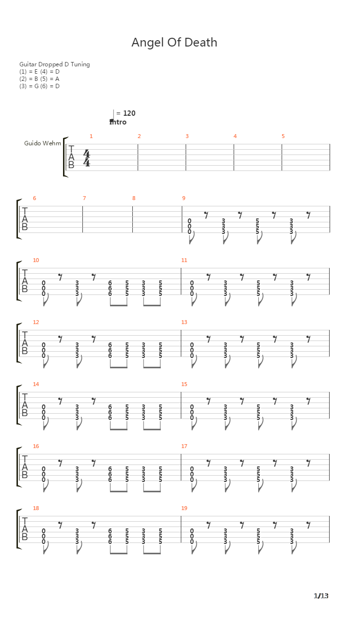Angel Of Death吉他谱
