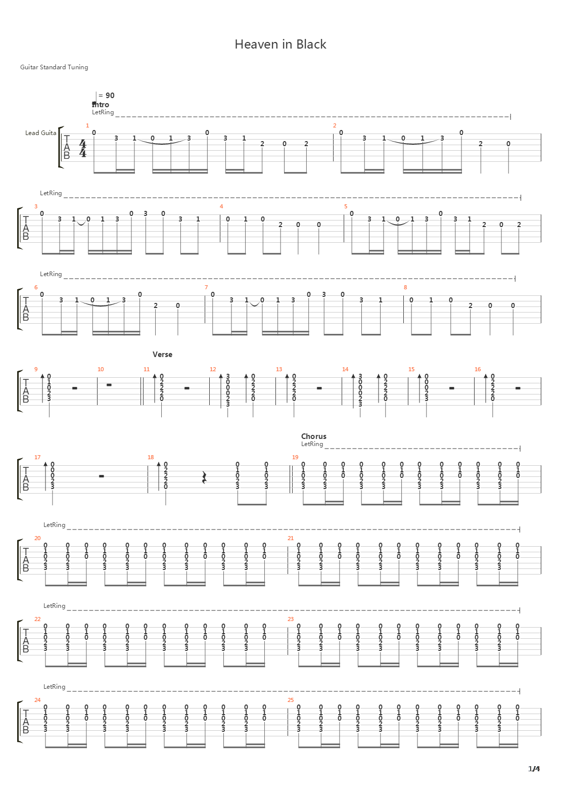 Heaven In Black吉他谱