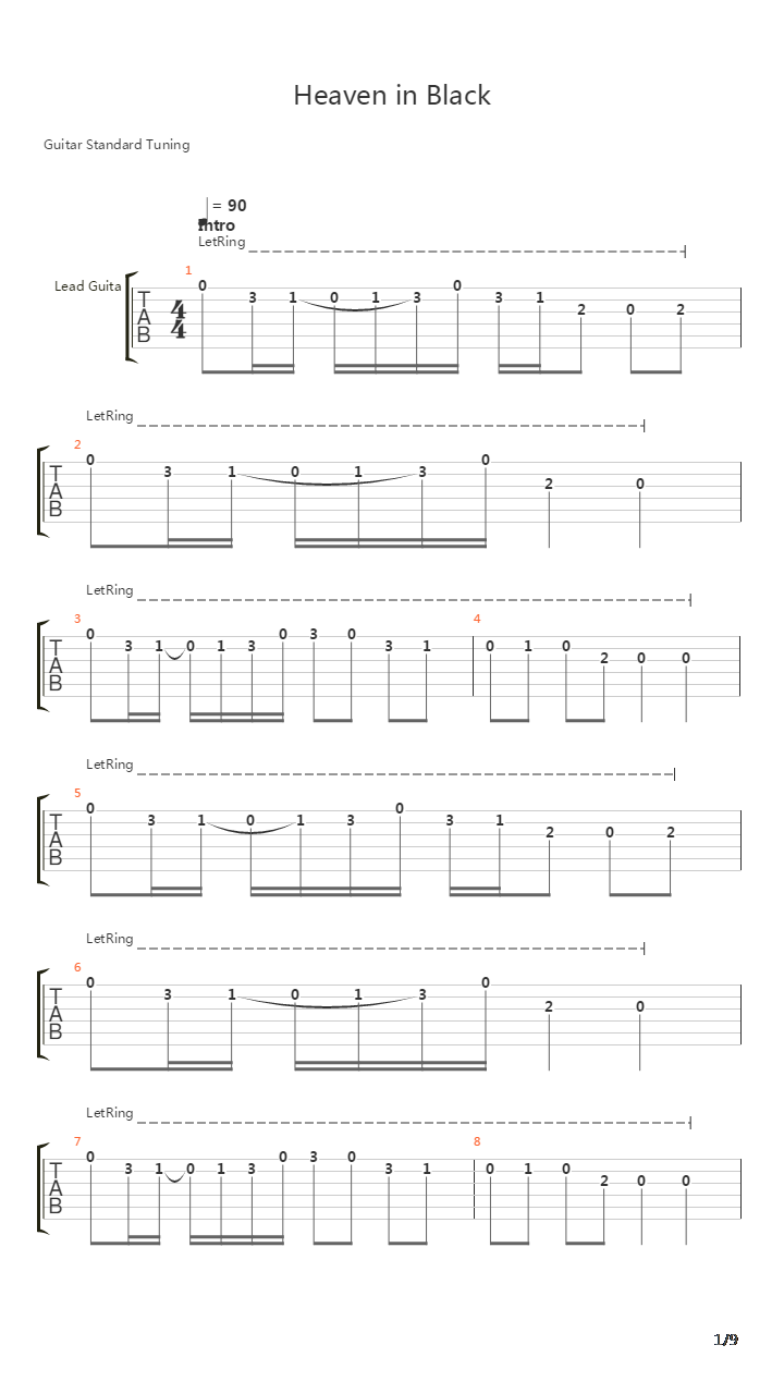 Heaven In Black吉他谱