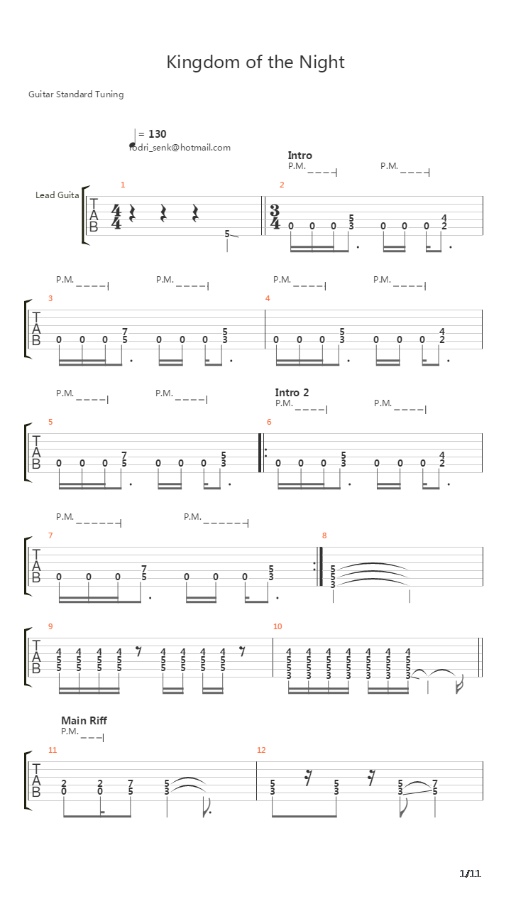Kingdom Of The Night吉他谱