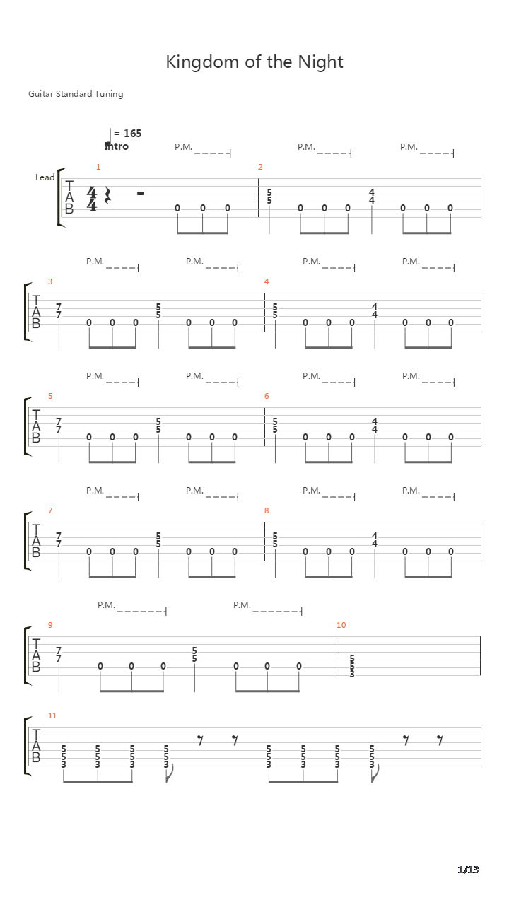 Kingdom Of The Night吉他谱