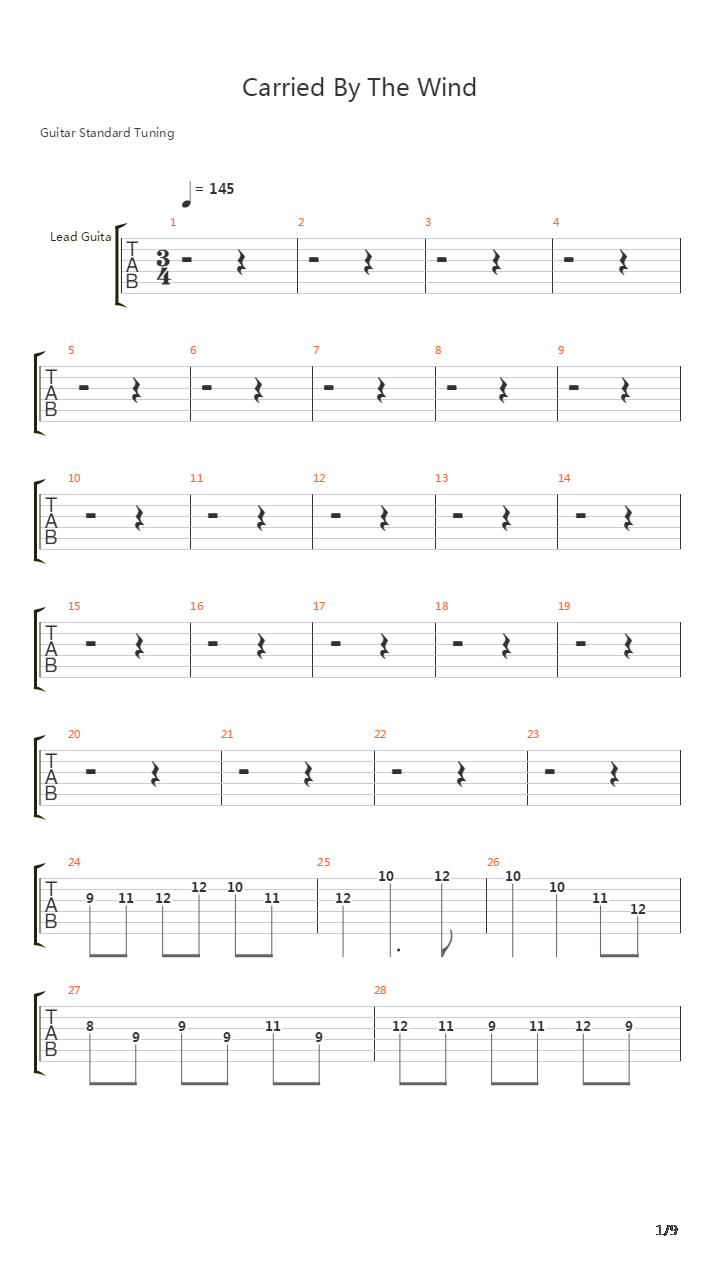 Carried By The Wind吉他谱
