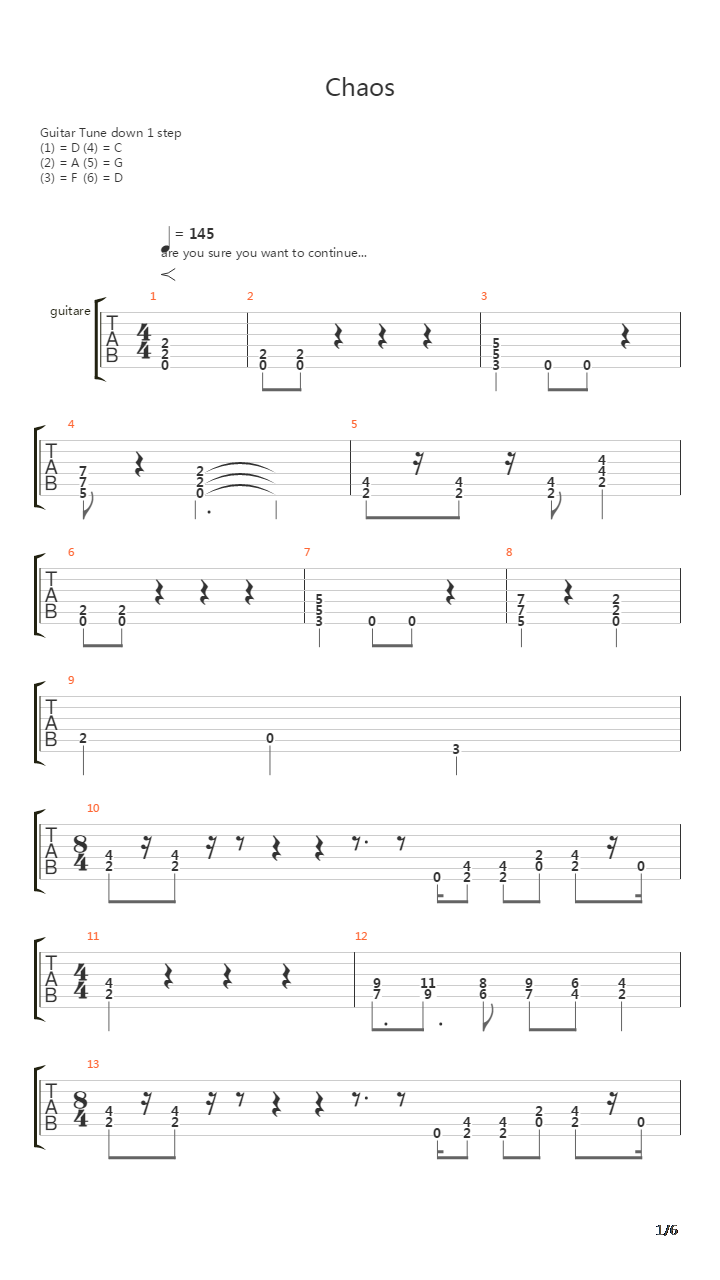 Chaos吉他谱
