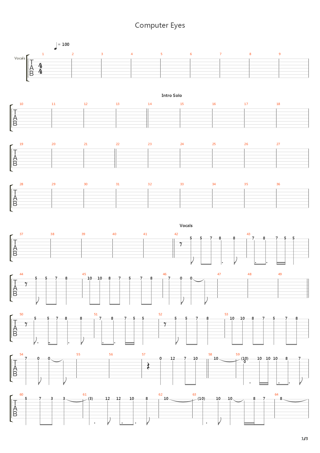 Computer Eyes吉他谱