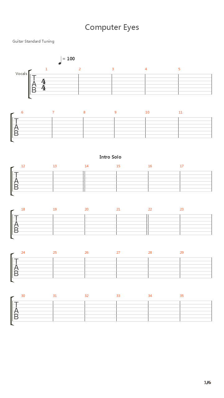 Computer Eyes吉他谱