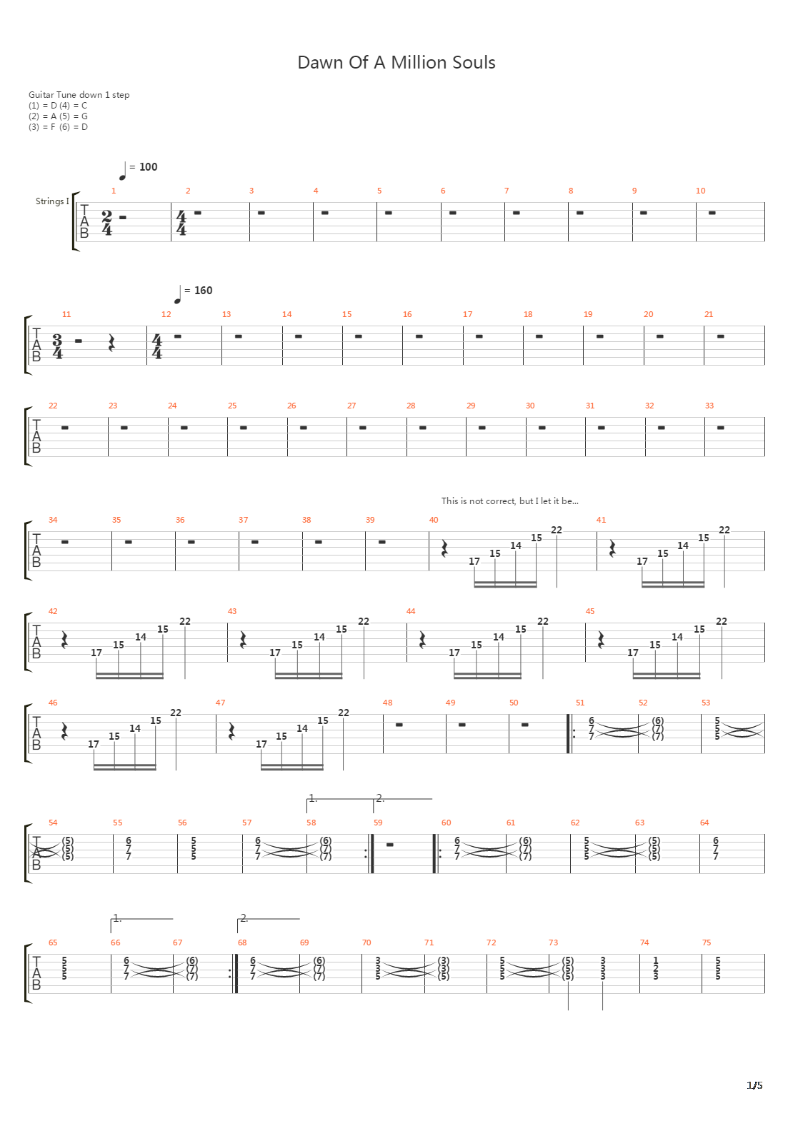 Dawn Of A Million Souls吉他谱