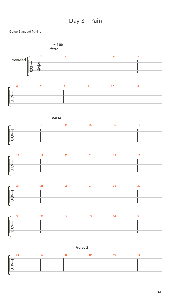 Day Three Pain吉他谱