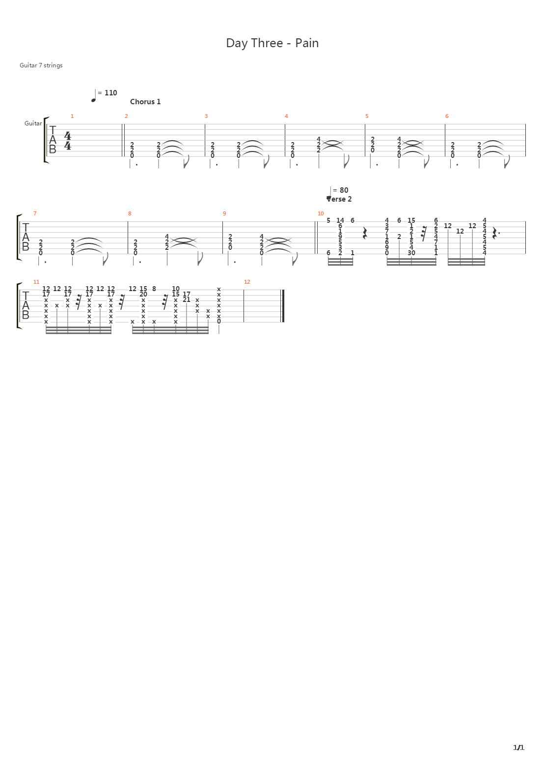 Day Three Pain吉他谱