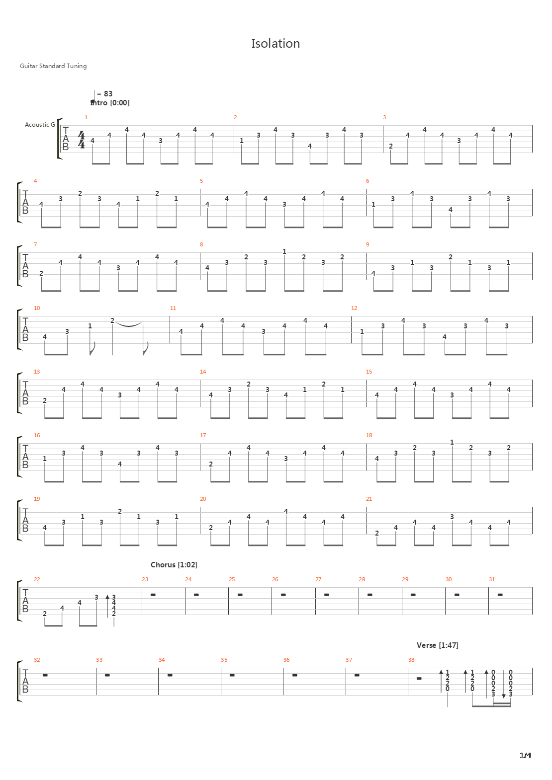 Isolation吉他谱