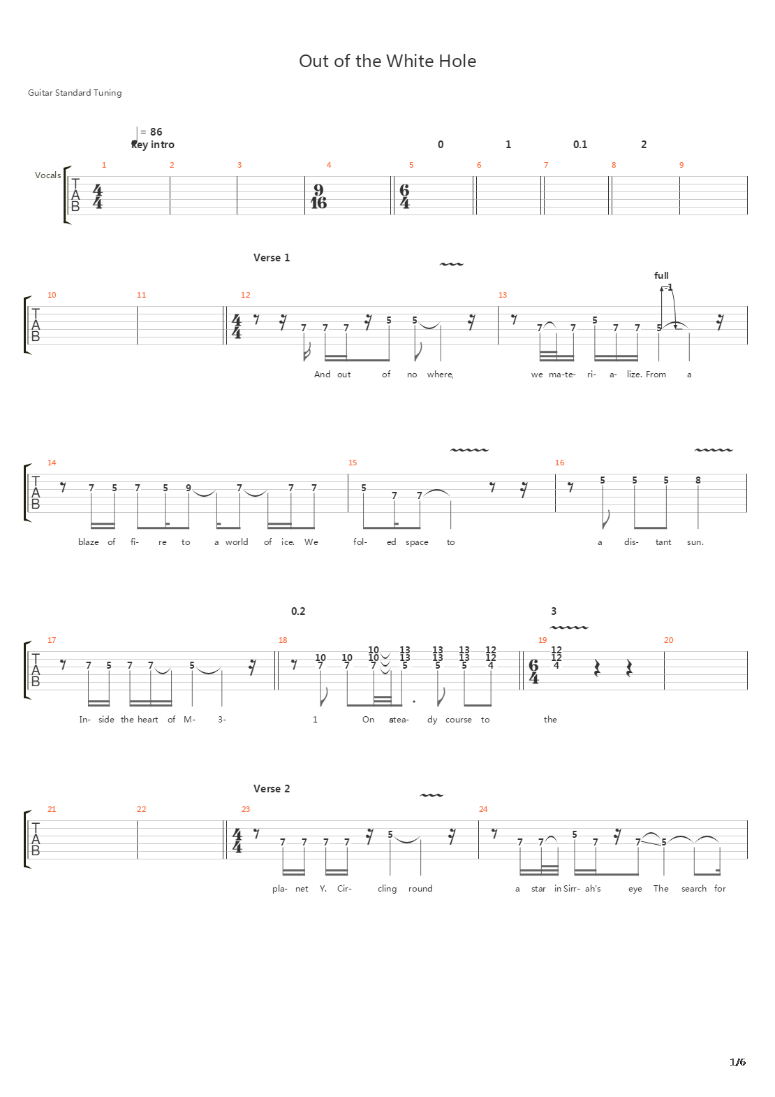 Out Of The White Hole吉他谱