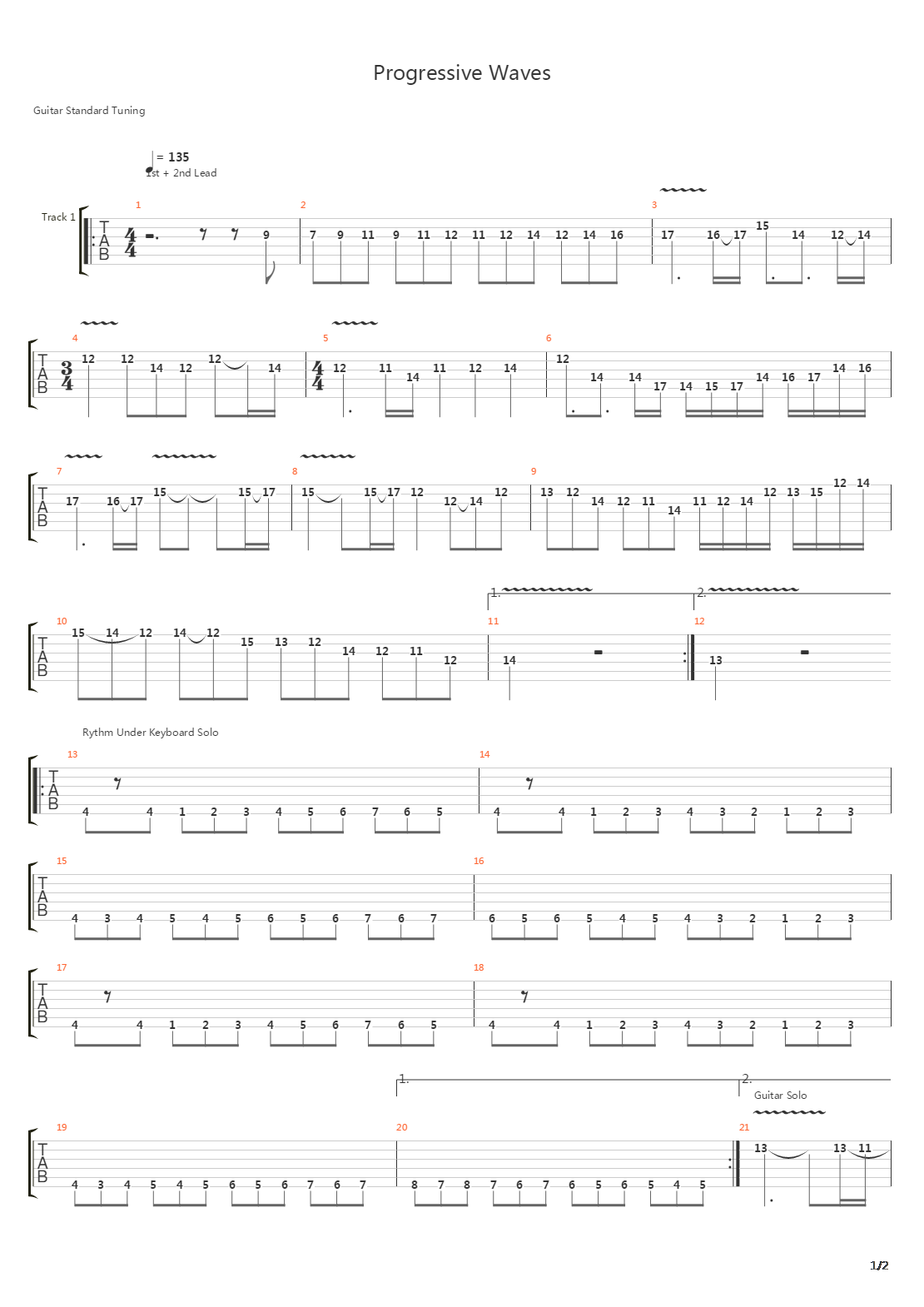 Progressive Waves吉他谱