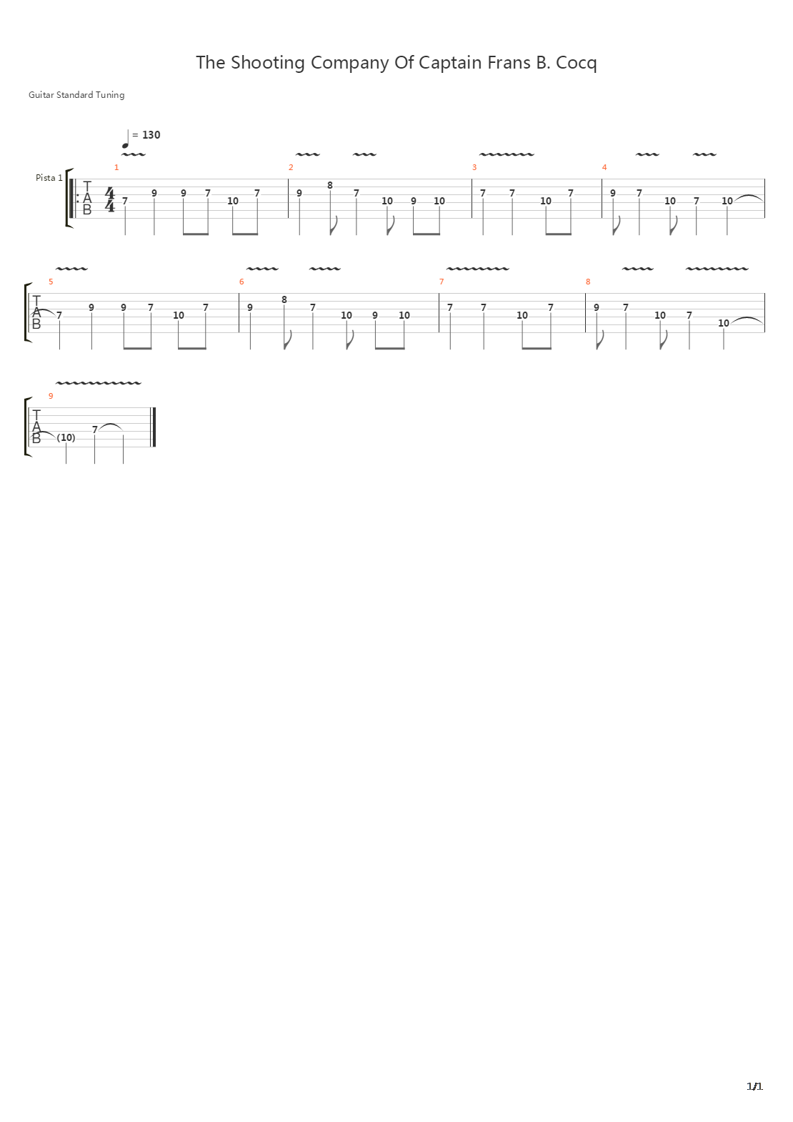 The Shooting Company Of Captain Frans B Cocq吉他谱