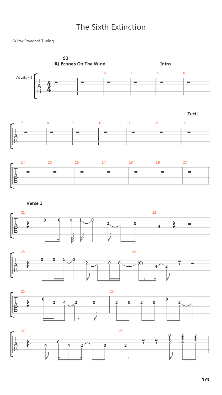The Sixth Extinction吉他谱
