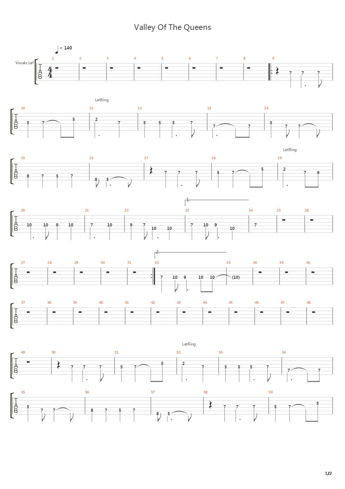 Valley Of The Queens吉他谱