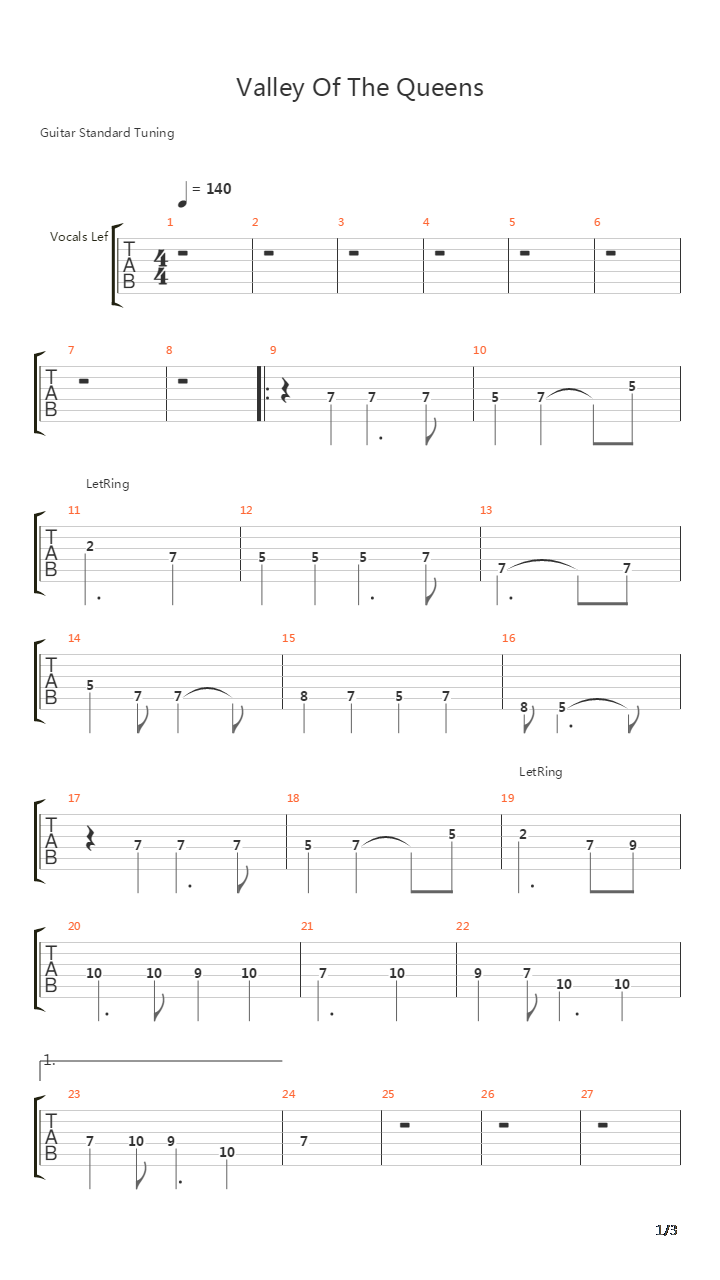Valley Of The Queens吉他谱