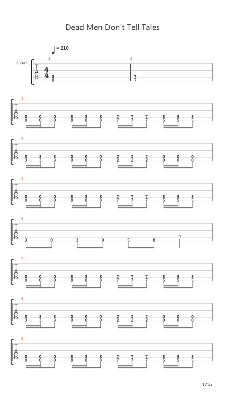 Dead Men Dont Tell Tales吉他谱