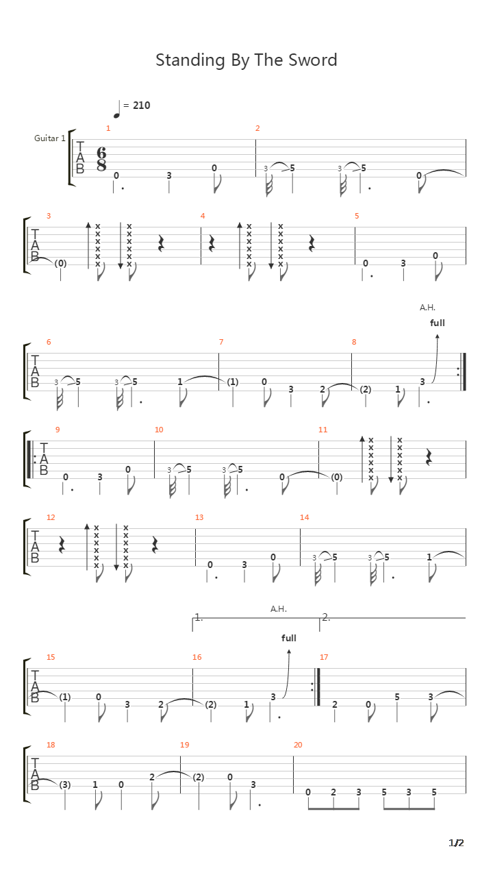 Standing By The Sword吉他谱