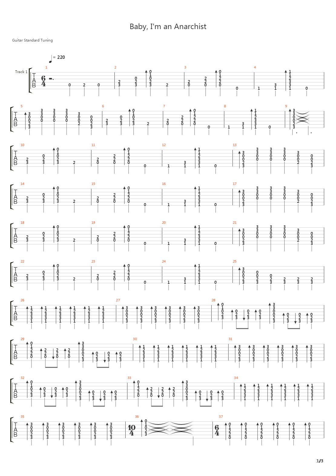Baby Im An Anarchist吉他谱