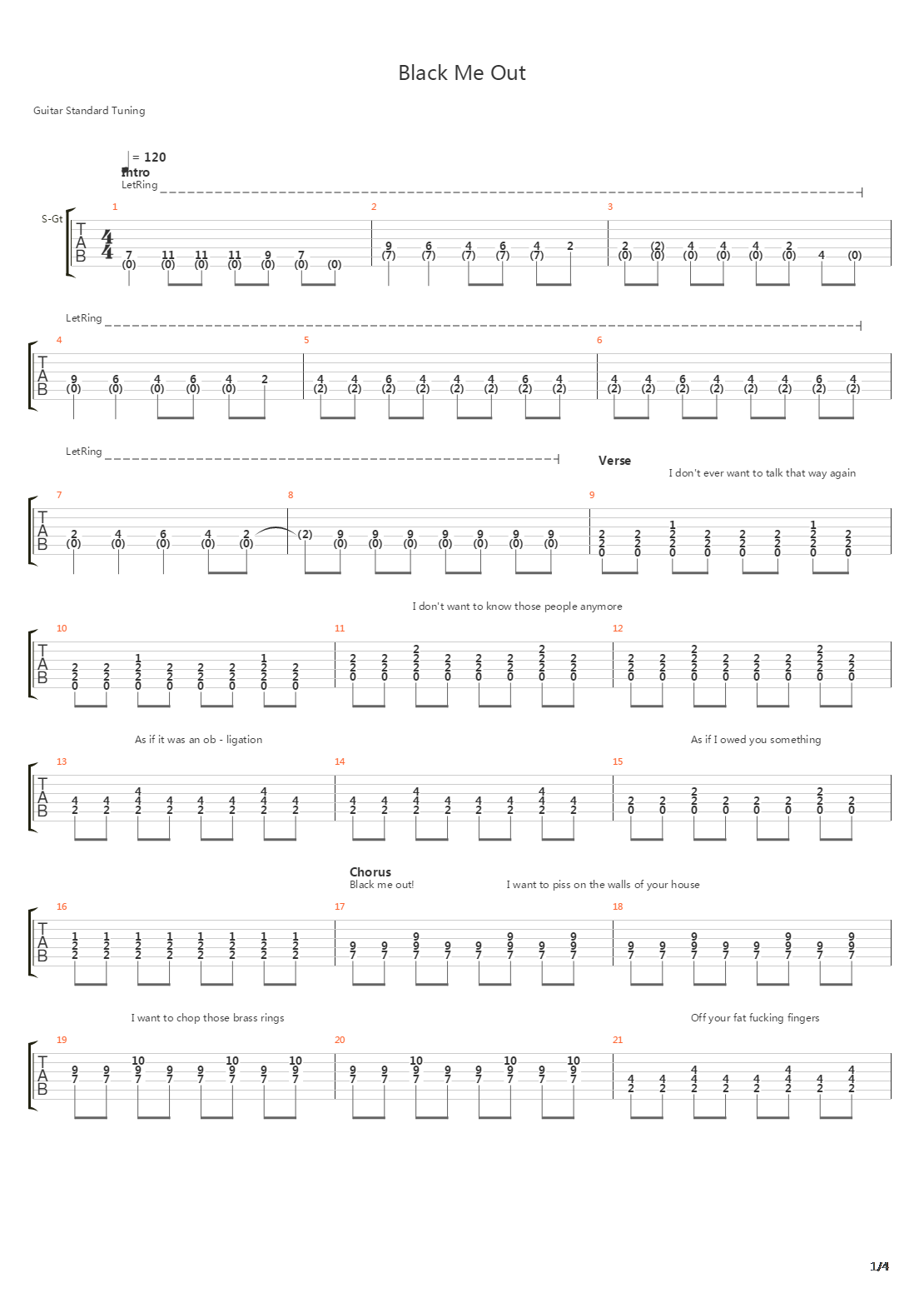 Black Me Out吉他谱