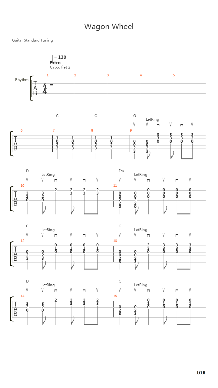 Wagon Wheel吉他谱