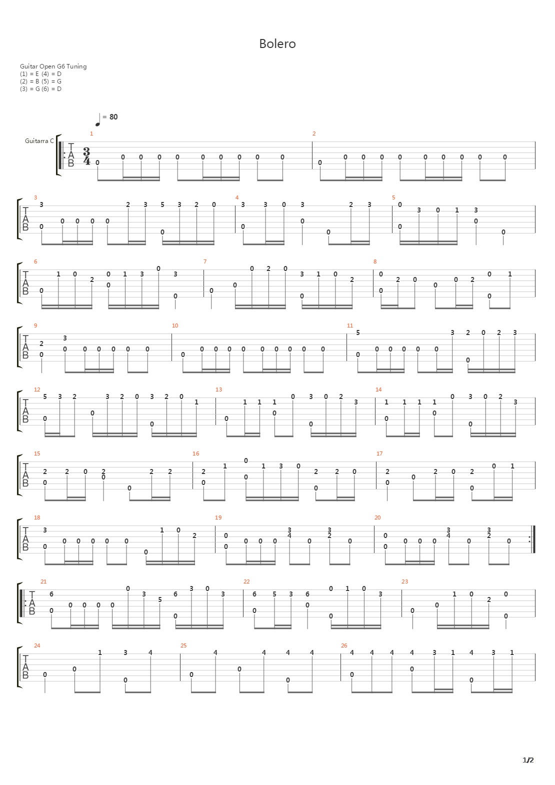 Bolero吉他谱