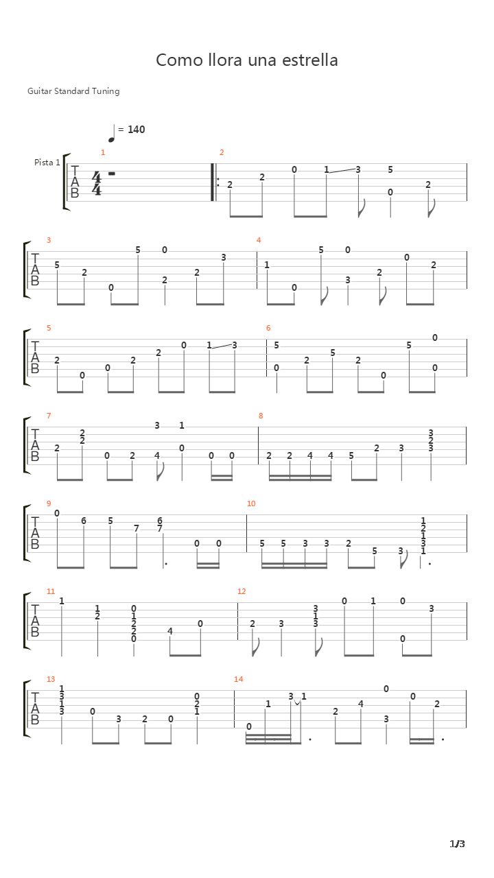 Como Llora Una Estrella吉他谱