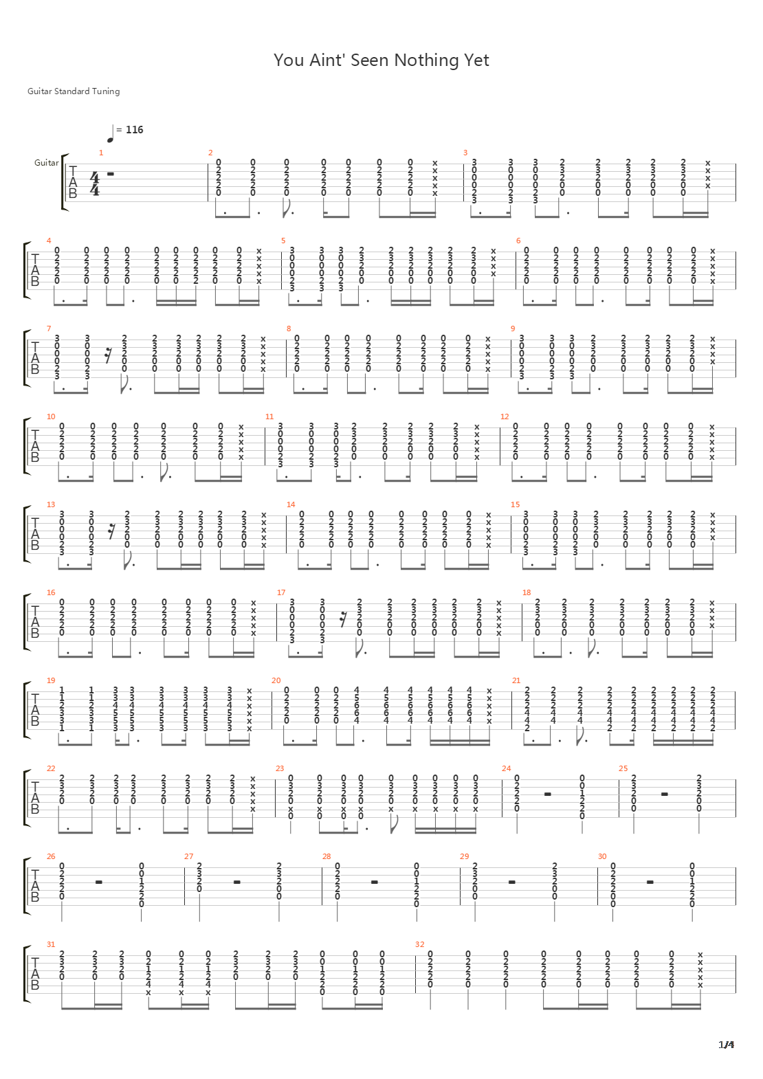 You Aint Seen Nothing Yet吉他谱
