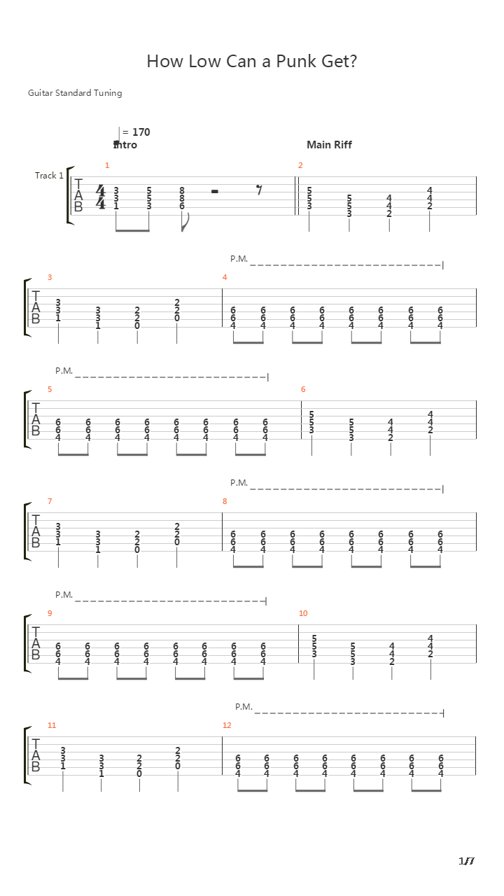 How Low Can A Punk Get吉他谱