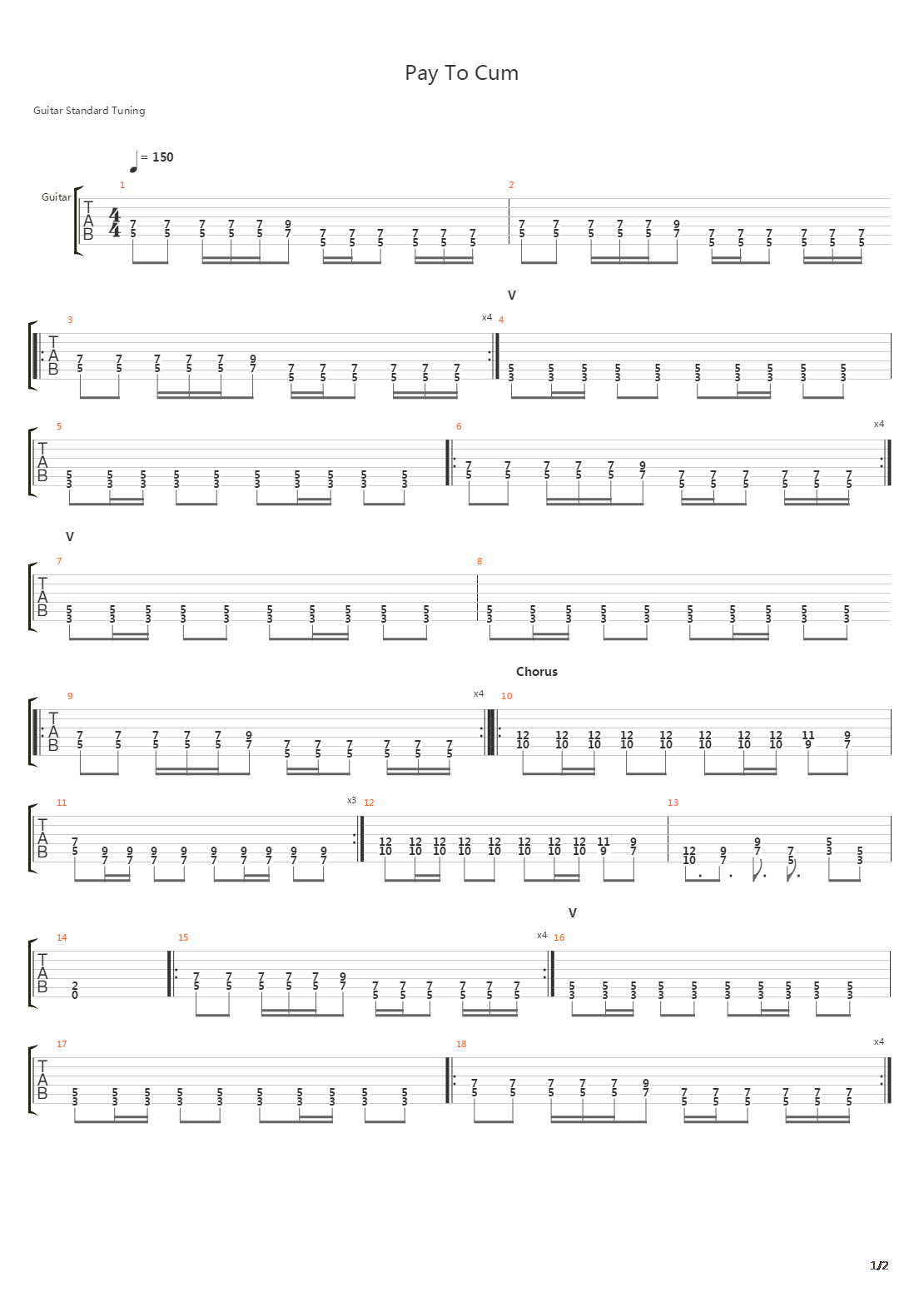 Pay To Cum吉他谱