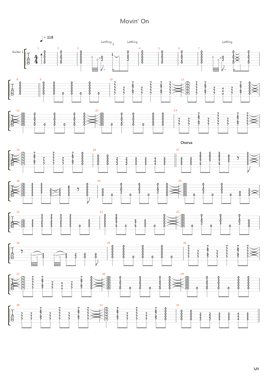 Movin On吉他谱