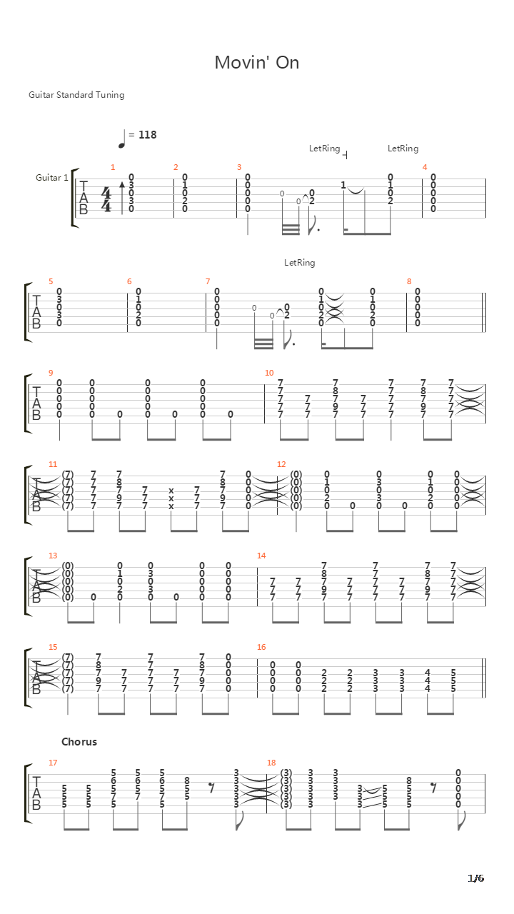 Movin On吉他谱