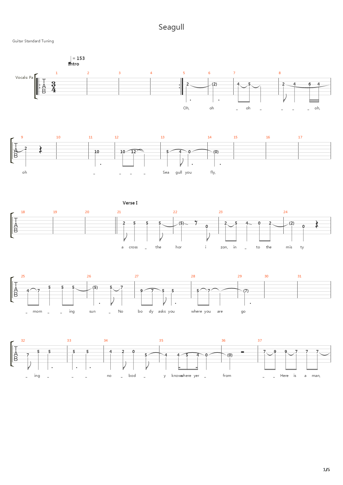 Seagull吉他谱