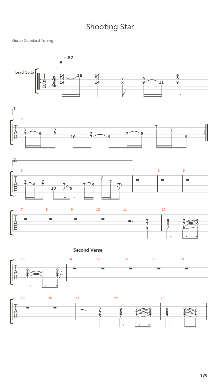 Shooting Star吉他谱