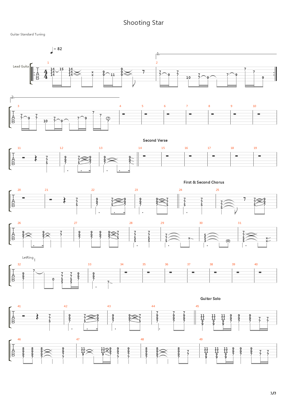 Shooting Star吉他谱
