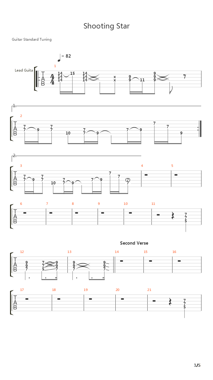 Shooting Star吉他谱