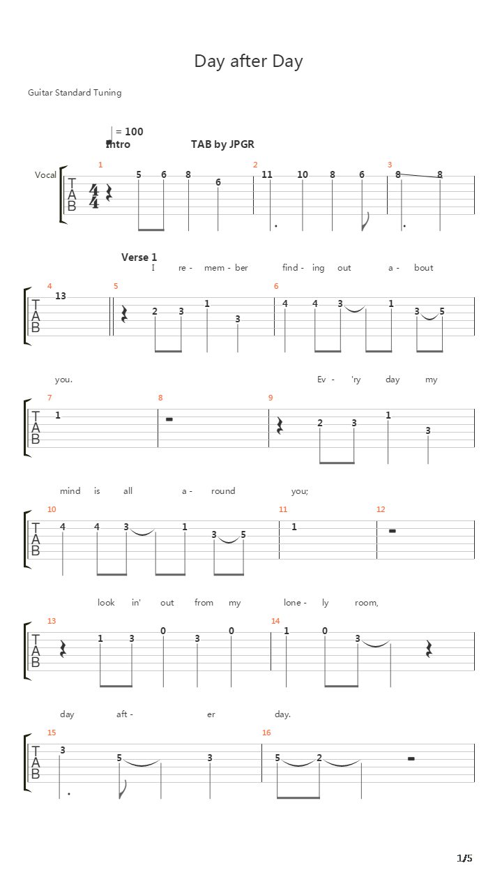 Day After Day吉他谱