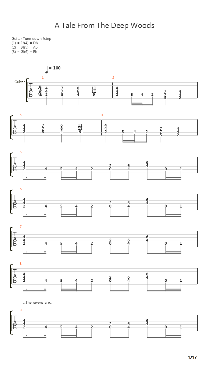 A Tale From The Deep Woods吉他谱