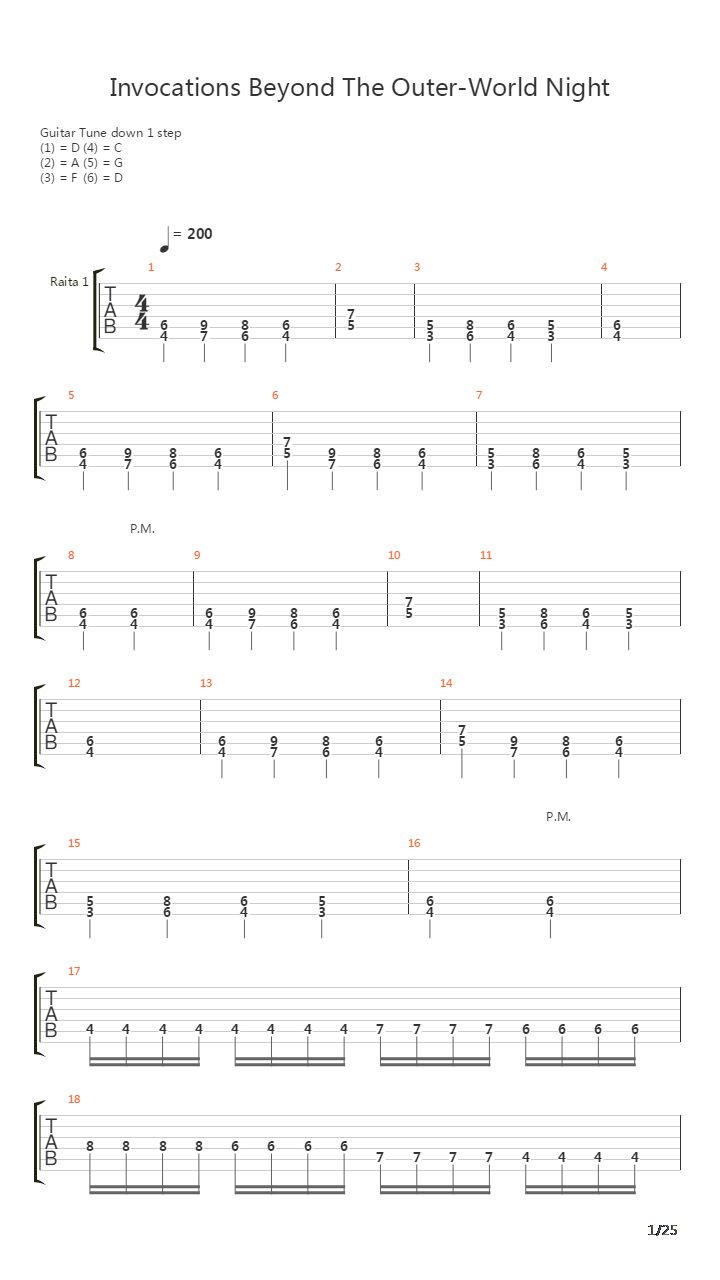Invocations Beyond The Outer-world Night吉他谱