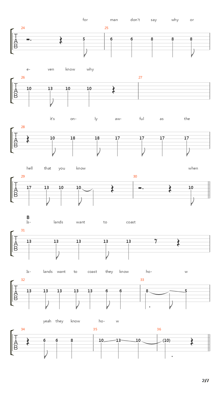 Islands On The Coast吉他谱