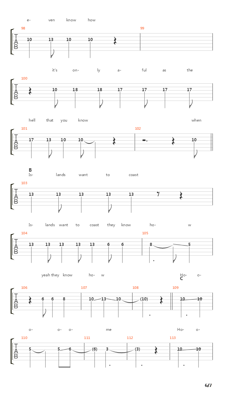 Islands On The Coast吉他谱