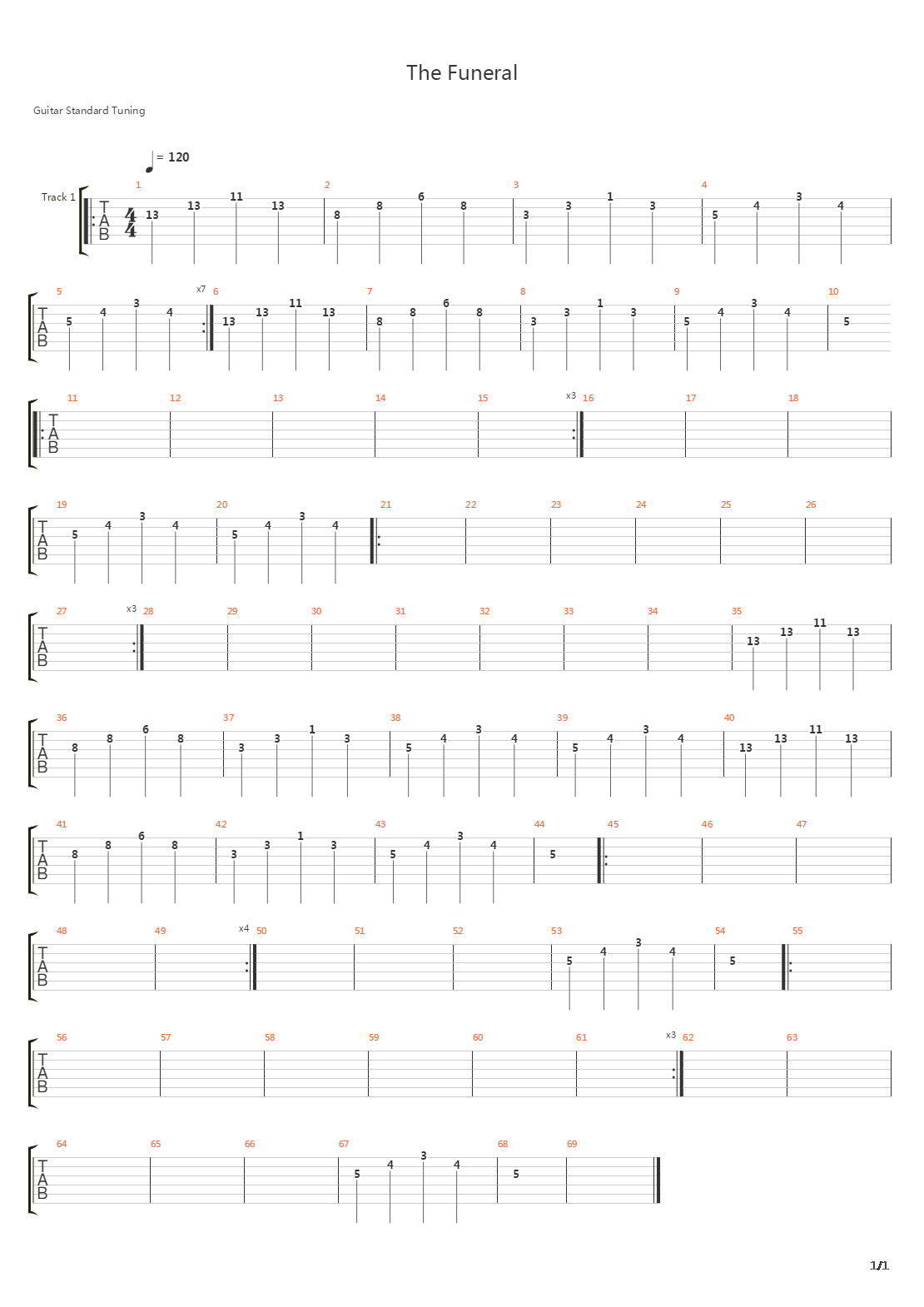 The Funeral吉他谱